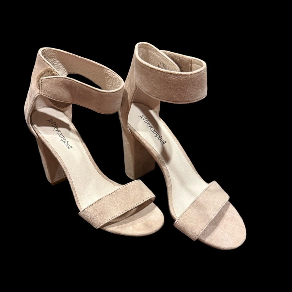 Jeffrey Campbell Cream Suede 3 1/4 inch Heels - Picture 2 of 4
